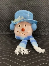 CHRISTMAS FIBER OPTIC SNOWMAN HEAD Blue Silver Christmas