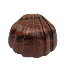 Wood W/ Lid Scallop Shell Shaped Jewelry Trinket Box