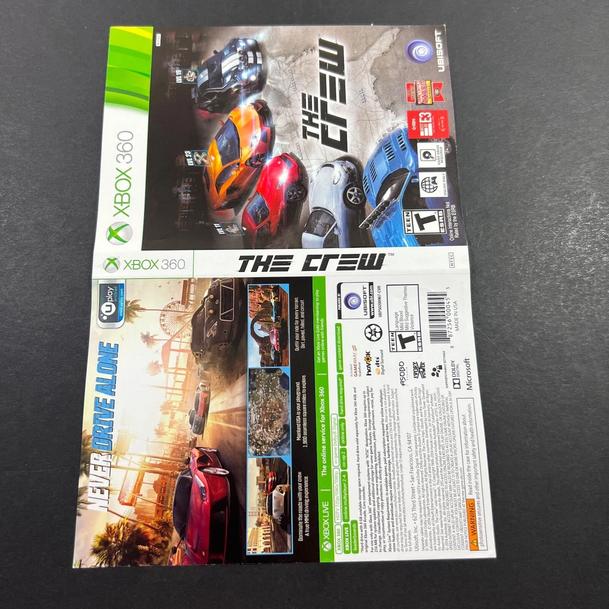 The Crew, Cover Art Only (NO GAME/CASE/MANUAL!), XBOX 360 | EBay