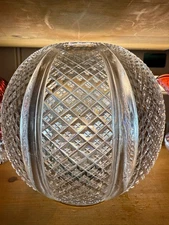 antique heavy cut glass supercut round oil lamp shade