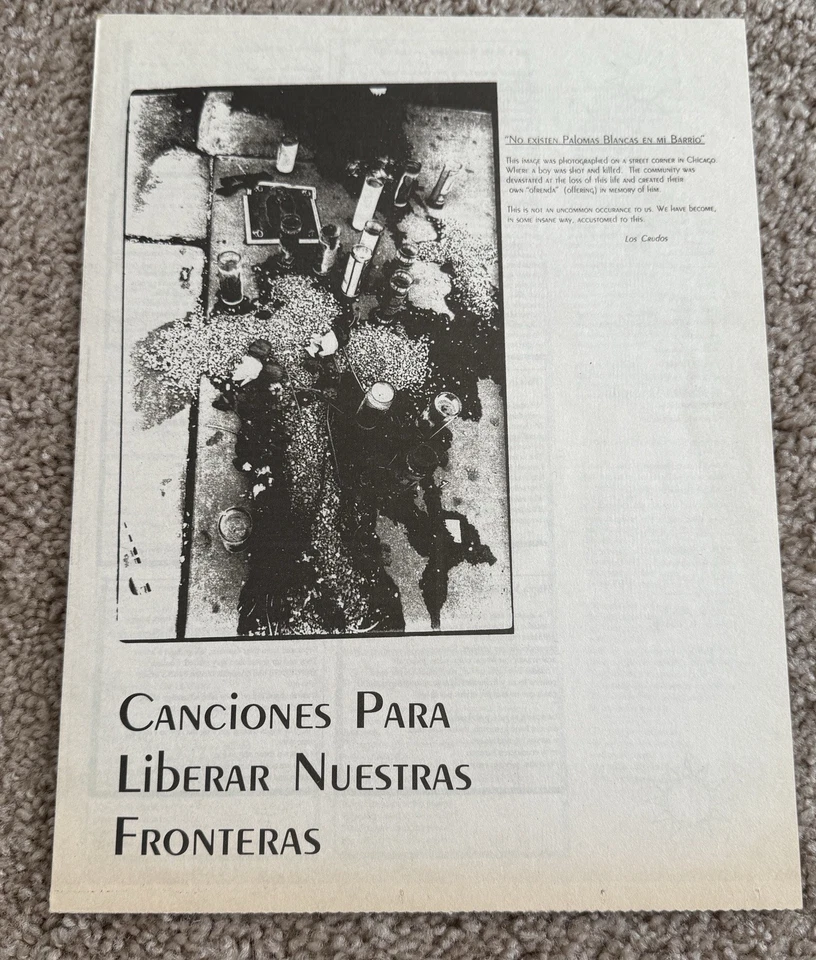 Los Crudos Canciones Para Libertar Nuestro Fronteras Chicago hardcore Punk LP - Image 3 of 3