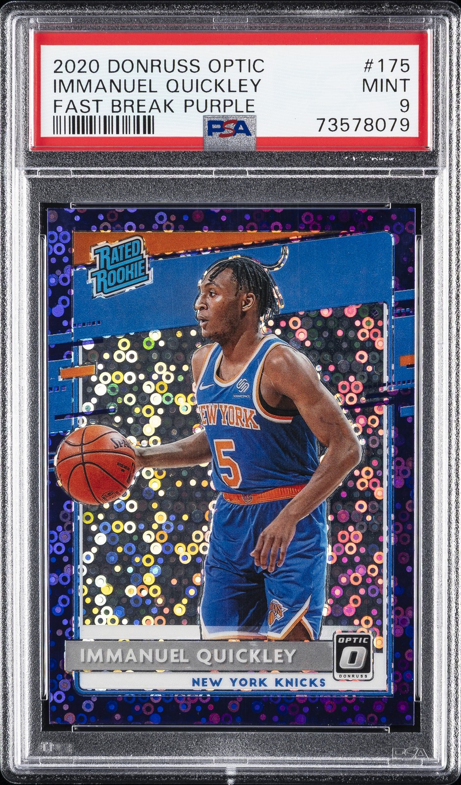 2020 PANINI DONRUSS OPTIC FAST BREAK PURPLE #175 IMMANUEL QUICKLEY 59/95 PSA 9