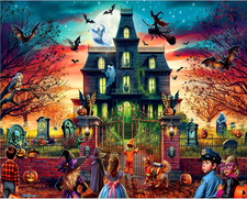 White Mountain 1000 Piece Jigsaw Puzzle Fun Haunted Halloween, Fright House