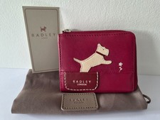 Image of Radley London Dark Red Extra Small Leather Coin Purse with Storage Dust Bag