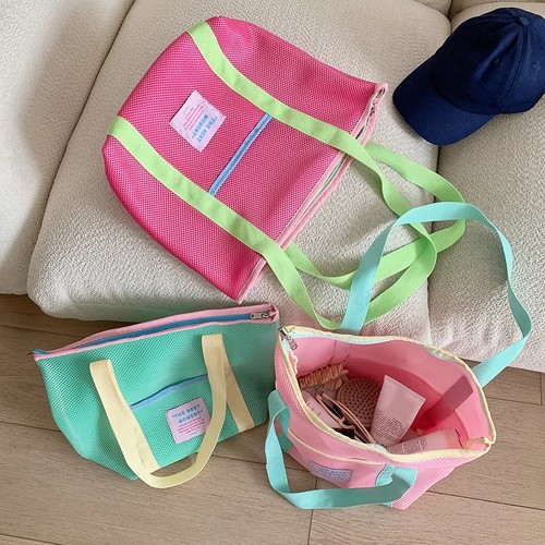 Student Tutoring Package Mesh Shopping Bag Colored Mesh Handbag Outdoor