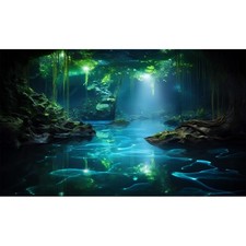 Cave Aquarium Background Underwater Cave with Light Beam Tranquil Stream Terr...