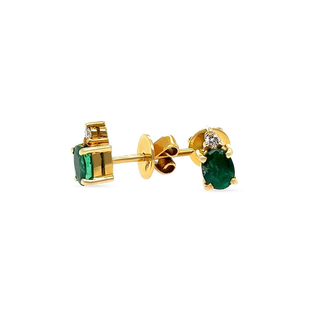 Authentic 18ct Yellow Gold Emerald & Diamond Stud Earrings 1.06ct RRP $7,000* image 3