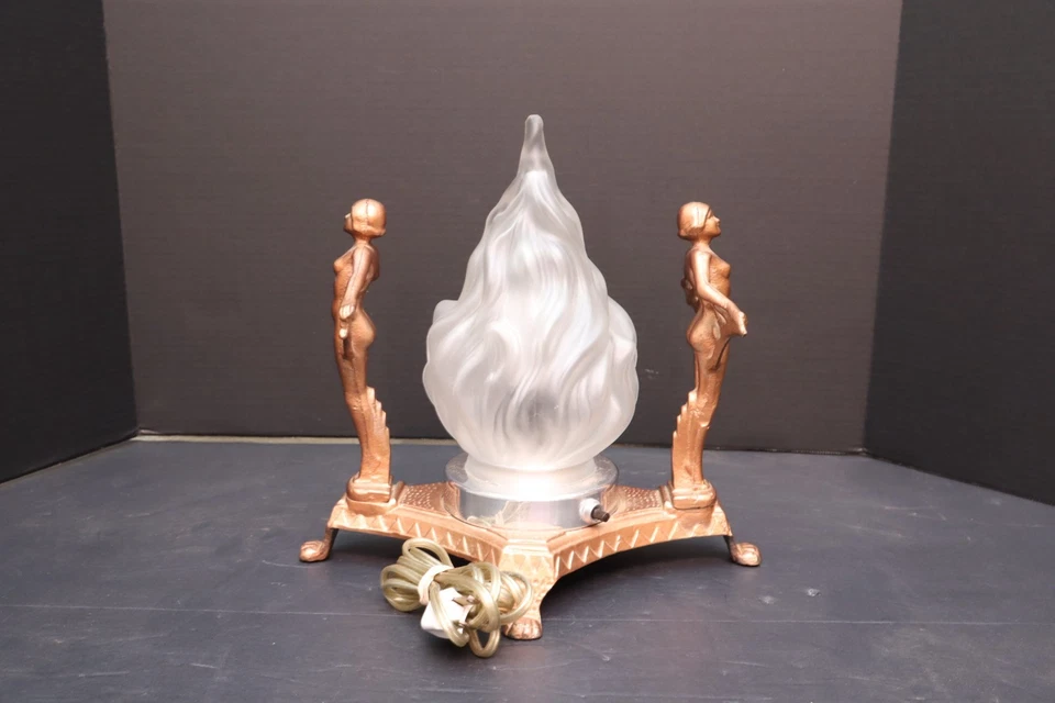 ATQ Frankart Art Style Art Deco Nudes Lady Woman Dancers Flame Glass Globe Lamp - Image 3 of 4