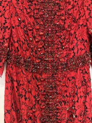 Dolce & Gabbana F/W 2013 Crystal Embellished Red Lace Dress Size 42 | eBay