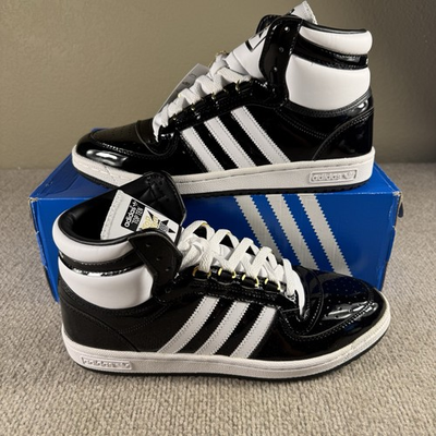 #ad Adidas Top Ten RB Shoes Mens Size 10 Black White Patent Leather High Top FZ6191 $159.99
