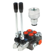 Hydraulic Monoblock Double Acting Control Valve +Conversion Plug 2 Spool 11 GPM