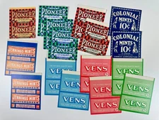 Vintage Lot 16 Mint Candy Wrappers Vens Pioneer Jennings Colonial Mints Unused 