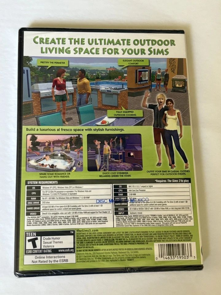 NEW SIMS 3 Outdoor Living Stuff - Windows Mac 2011, Teen Rated (Requires SIMS 3) - Image 2 of 4