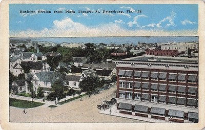 Postcard Business Section from Plaza Theatre (Theater) St Petersburg Posted 1924