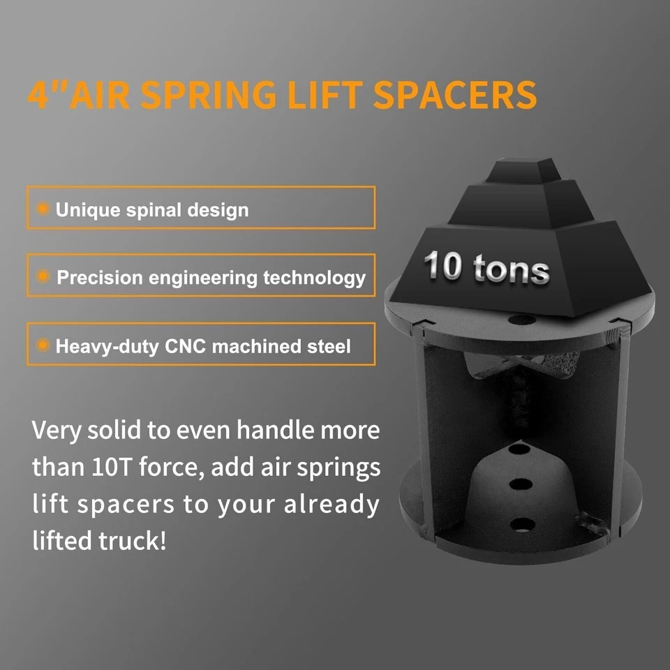4" Universal Air Lift Spring Spacers Kit Fit for Most Air Spring Lift Kits 52440 - Image 4 of 4