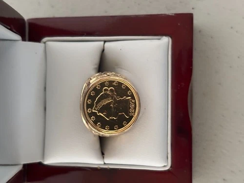 14k solid gold coin ring 1907 gold liberty coin size 8.25