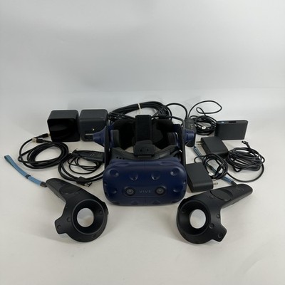HTC Vive Pro VR Headset w/ Controllers/Link Box/USB Cable - Good