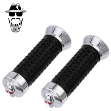 Original Lowrider Bicycle Dots Grips 7/8” 130mm – Black/Chrome Skull End Red Eye