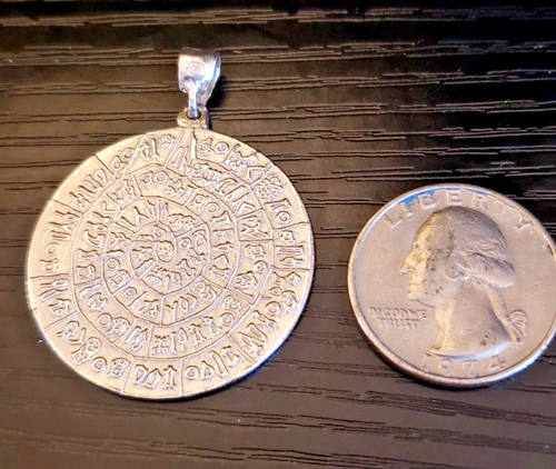 Colgante de plata de ley 925 - Moneda disco de faistos minoico griego antiguo - Imagen 5 de 7