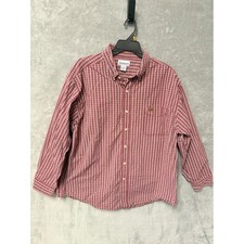Carhartt Mens Red Plaid Button Down Long Sleeve Shirt Size XL 100 Cotton