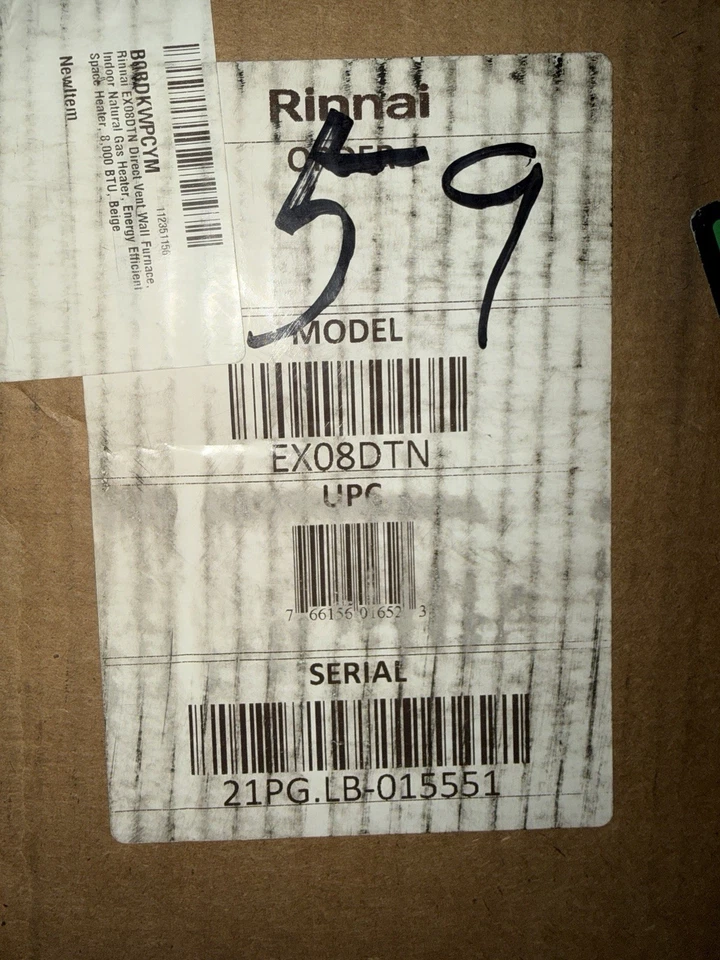 Horno de pared de gas natural de ventilación directa Rinnai 8000 BTU EX08DTN serie DT - beige Foto 3 de 4