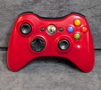 Official Microsoft Xbox 360 Red Wireless Controller For Parts or Repair