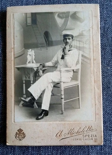 Foto militari, ww1 Ww2  Prima Guerra Divisa Bel Marinaio Cartonata La Spezia