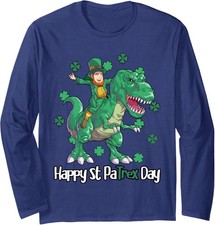 Funny Dino St Patricks Day Saint Patricks Leprechaun Long Sleeve T-Shirt