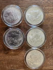 5 Uncirculared Morgan Silver Dollars, Random Dates, P&O. 1878-1890