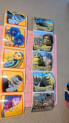 Shrek 2 Shark Tale Stickers Lot 2 Strips Sandylion OTC Vintage 2004