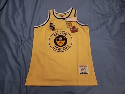 HEADGEAR CLASSICS BEL-AIR ACADEMY WILL SMITH #14 BASKETBALL JERSEY YELLOW...