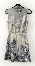 Just Taylor Blue & White Floral Sleeveless A- Line Dress Size 2 Tea Length