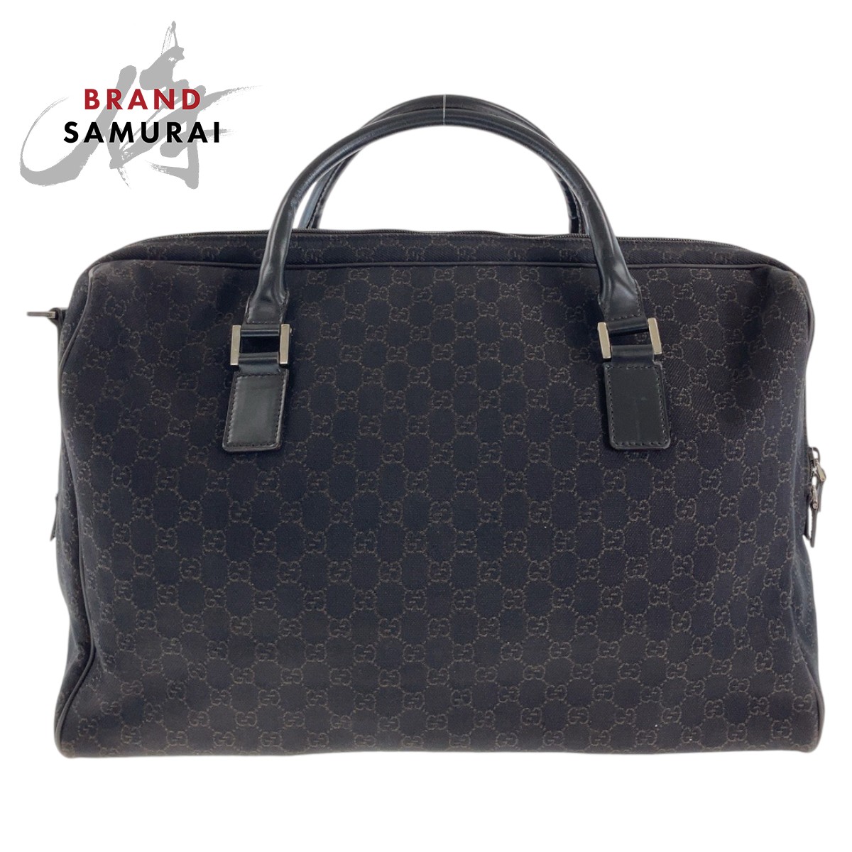 Gucci Dark Brown GG Canvas Leather Boston Bag 196356