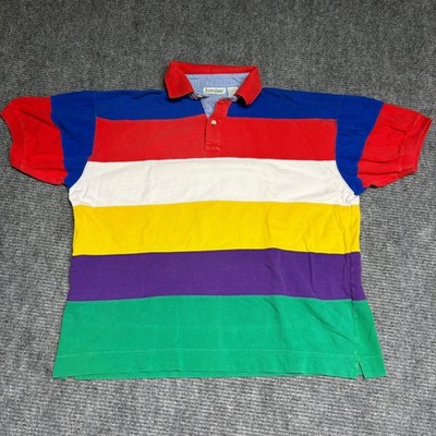 STEEPLE CHASE Mens Striped Rugby Polo Shirt Red Blue White Yellow Purple Green