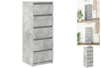 Kommode Schubladenschrank Sideboard Mit Schubladen Betongrau 37,5X35X99 Cm Holzw