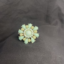 Teal Flower Ring - Stretchy- Size 7