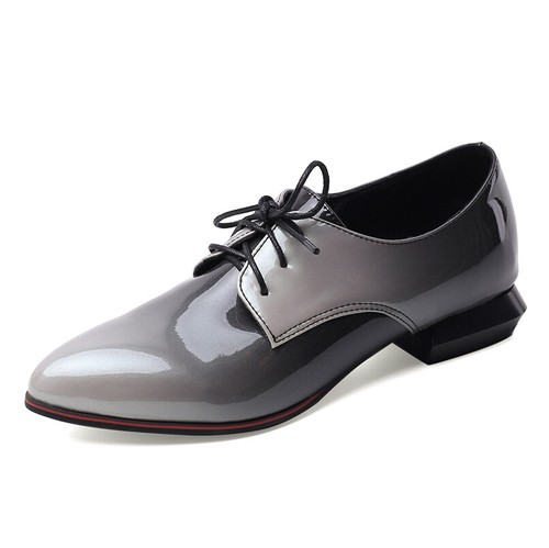 Women's Ladies Oxford Shoes Lace Up Brogue Flats Block Heel Pointed Toe Pumps - Picture 19 of 19