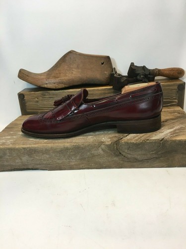 Mario Bruni Men's 8 W Loafers Dress Shoes Tassel Slip on Burgundy Made Italy - Picture 8 of 11