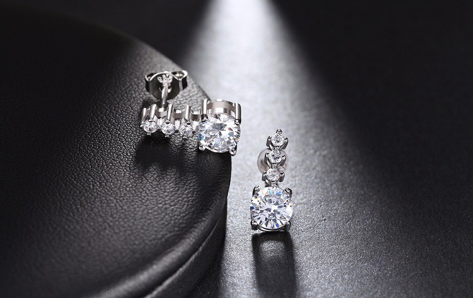 2.3ct Round Cut Lab-Created Moissanite Three Layer  Stud Earring Gold Plated image 2