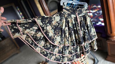 VINTAGE ARTKA HIGH WAISTED DRAWSTRING RUFFLED FULL FLORAL SKIRT S M L