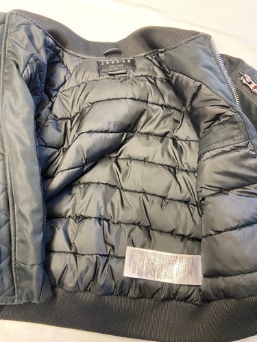Boys Kids JORDAN Black Zip Up Flight Bomber Wings Jacket Sz 7 - Picture 3 of 6