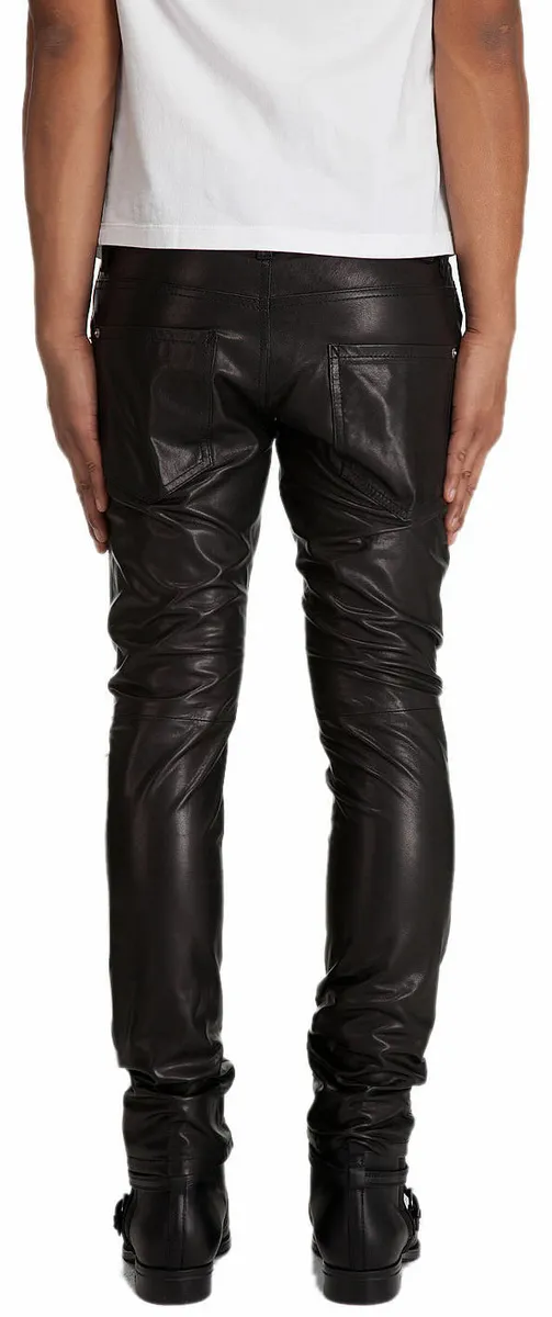 Genuine Lambskin Leather Pants - Black