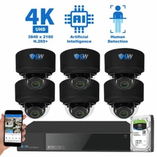 8CH NVR (6) 4K Microphone 2.8-12mm Varifocal IP PoE Dome Security Camera System