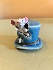 Vintage c1960s Kitsch Napcoware Mouse in a Blue Top Hat