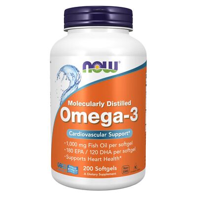 3 x NOW Omega 3 Molecularly Distilled 200 Softgels