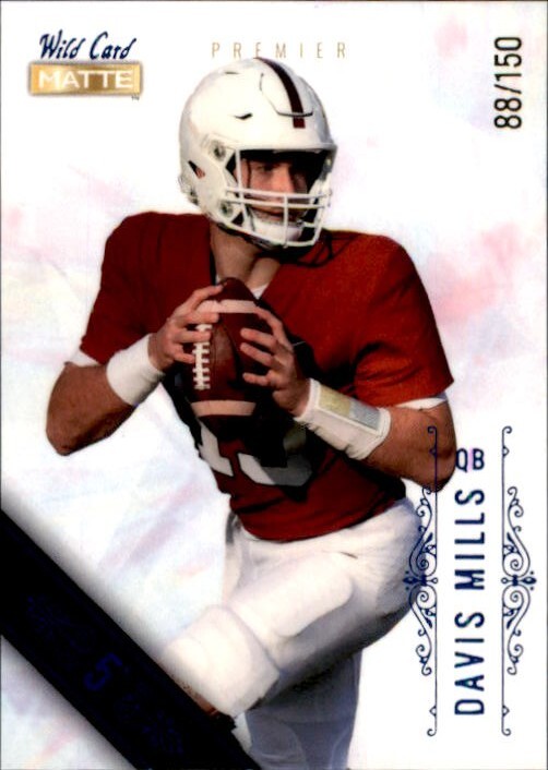 2021 Wild Card Matte Stripe Blue Foil 5 #MBC-25 Davis Mills /150 Rookie Parallel