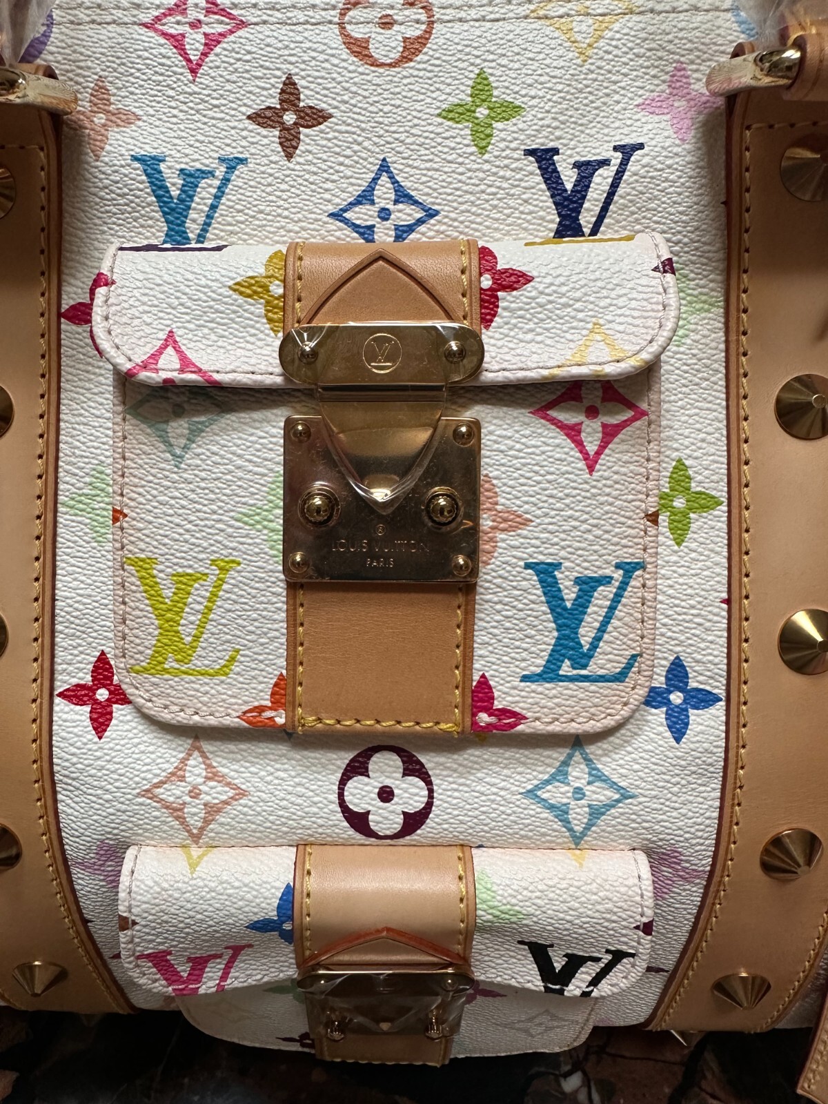 Auth LOUIS VUITTON M92641 Monogram Multicolor White Keepall 45  