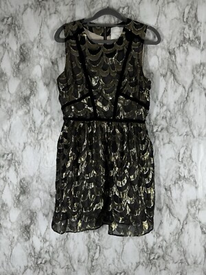 Line & Dot Black & Gold Velvet Binding Rulex Dress Size S | eBay