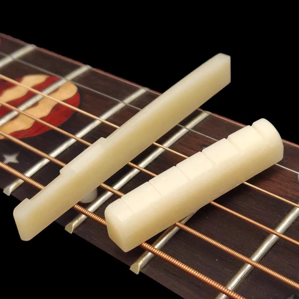 Juego de pasadores de tuerca de sillín de guitarra sin blanquear clavija de cuerda puente acústico Luthier Foto 4 de 4