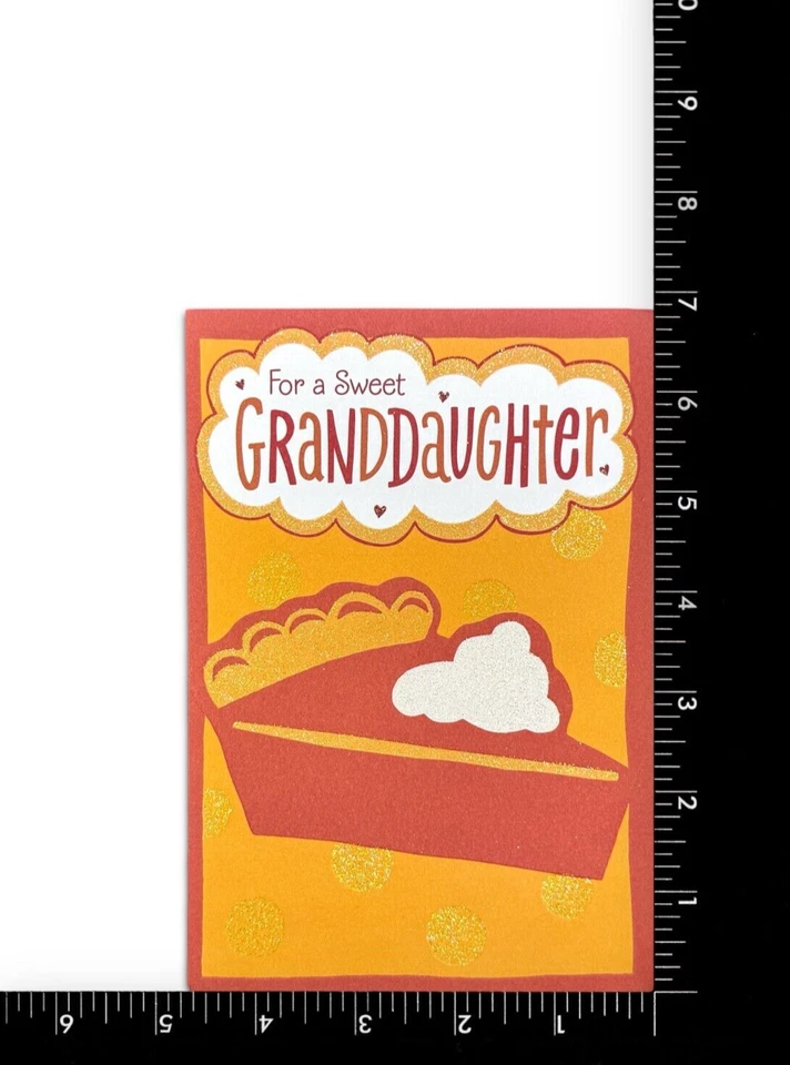 Sweet THANKSGIVING Greeting Card FOR GRANDDAUGHTER, Pumpkin Pie by Hallmark +✉ - Image 3 of 4